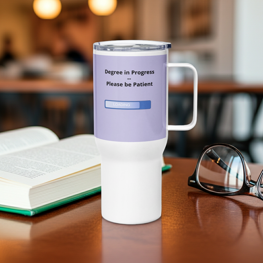 Degree in Progress Travel Mug — Please Be Patient - CoRa Lu Designs